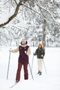 Couple Enjoying Skiing Royalty Free Stock Photo