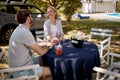 Couple enjoying summer picnic in countryside Royalty Free Stock Photo