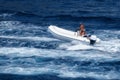 Couple Enjoying Trip Motor Boat Sea