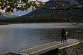 Couple enjoying Vermilion Lakes, Canada Royalty Free Stock Photo