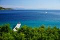 Couple enjoying view and turquoise waters in Greece