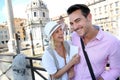 Couple enjoying of visit in Foro Traiano Royalty Free Stock Photo