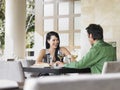 Couple Enjoying Wine At Outdoor Restaurant Royalty Free Stock Photo