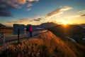 Couple enjoys beautiful sunset scenery in New Zealand