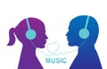 Couple enjoys listening to music Love music