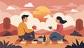 A couple enjoys a romantic picnic at sunset grateful for the simple s in life and the opportunity to work together