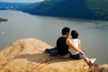 A couple enjoys the view