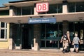 Couple entering Mullheim train station Royalty Free Stock Photo