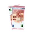 Couple of 10 euro banknotes on white Royalty Free Stock Photo