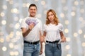 Couple with euro money and empty pockets Royalty Free Stock Photo