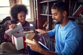 Couple Exchanging Christmas Gifts while celebrating Christmas Royalty Free Stock Photo