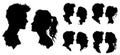 Couple faces silhouettes. Sensual man and woman heads profile, male and female near scene outline vector graphics Royalty Free Stock Photo