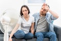 Couple feeling bad at home after summer heat Royalty Free Stock Photo