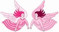 Pink angels flying ancient tile design Royalty Free Stock Photo