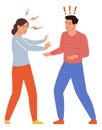 Couple fight. Man and woman yelling. Quarrel people