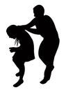 A couple fighting, silhouette vector