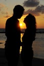 Couple figure with sunset scene Royalty Free Stock Photo