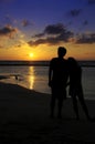 Couple figure at sunset scene