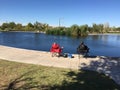 Couple Fishing Buy A Lake in Gilbert Arizona.