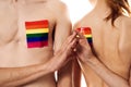 couple Flag lgbt transgender sexual minorities light background Royalty Free Stock Photo