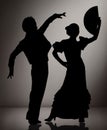 Couple of flamenco dancers on black and white background Royalty Free Stock Photo