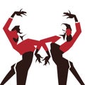 Couple of Flamenco Dancers in expressive impressive pose. Minimalistic laconic