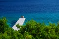 Couple on floating pontoon Royalty Free Stock Photo