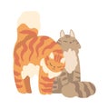 Couple of Fluffy Cats in Love Cuddling Vector Illustration