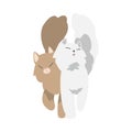 Couple of Fluffy Cats in Love Cuddling Vector Illustration