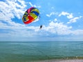 Couple flying high from glider parachut Royalty Free Stock Photo