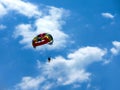 Couple flying high from glider parachut Royalty Free Stock Photo