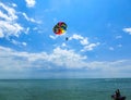 Couple flying high from glider parachut Royalty Free Stock Photo