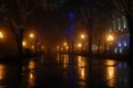 Couple at foggy night, Odessa,Ukraine Royalty Free Stock Photo