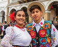 A couple of folk dancers from Azuay Province, Ecuador