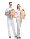 Couple with food Royalty Free Stock Photo