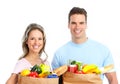 Couple with food Royalty Free Stock Photo