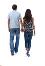 Couple of forty years walking on white background