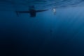 Couple freedive along the anchor chain Royalty Free Stock Photo