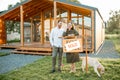 Couple in front of their new house Royalty Free Stock Photo