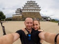 Couple in front of torii in Kashima Royalty Free Stock Photo