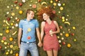 Couple with fruit Royalty Free Stock Photo