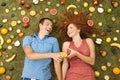 Couple with fruit Royalty Free Stock Photo