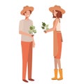 Couple of gardeners smiling avatar character