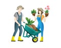 Couple of gardeners vector concept flat illustration