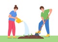 A couple of gardeners working in garden. Royalty Free Stock Photo