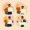 Couple getting married set Vector illustration. Royalty Free Stock Photo