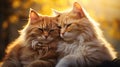 couple ginger cats lie hugging on a sunny day, Lets Hug, banner