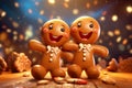 Cheerful Gingerbread Guys. Generative AI