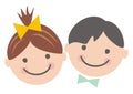 Couple, girl and boy with bow and tie, eps. Royalty Free Stock Photo