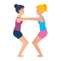 Couple of girls practicing yoga position